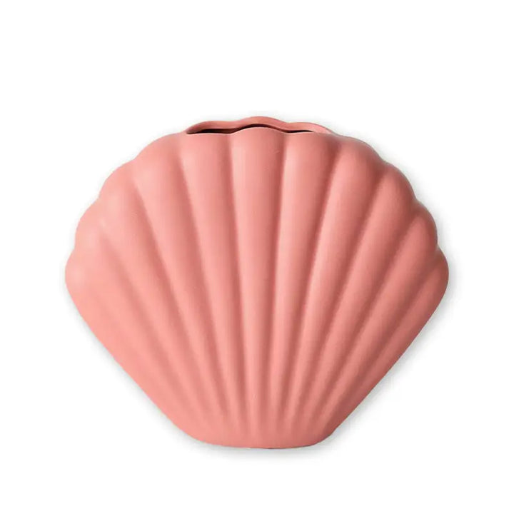 Danish pastel seashell vase for aesthetic room decor - coral