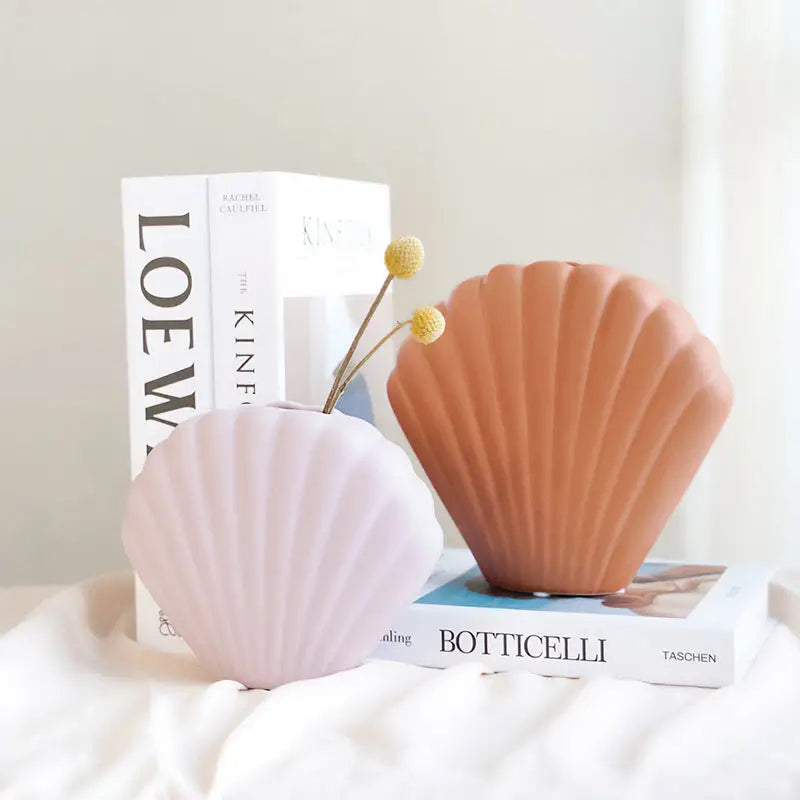 Danish pastel seashell vase for aesthetic room decor