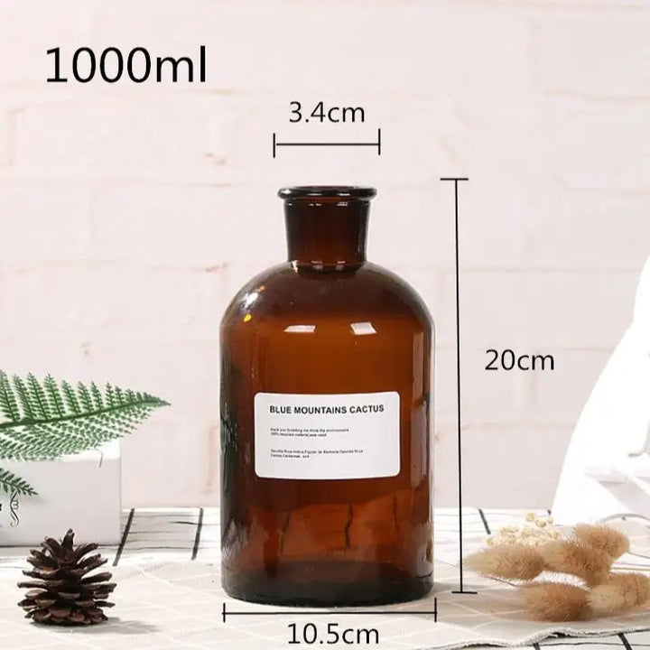 Dark academia flower vase for aesthetic home decor - brown / 1000ml / small