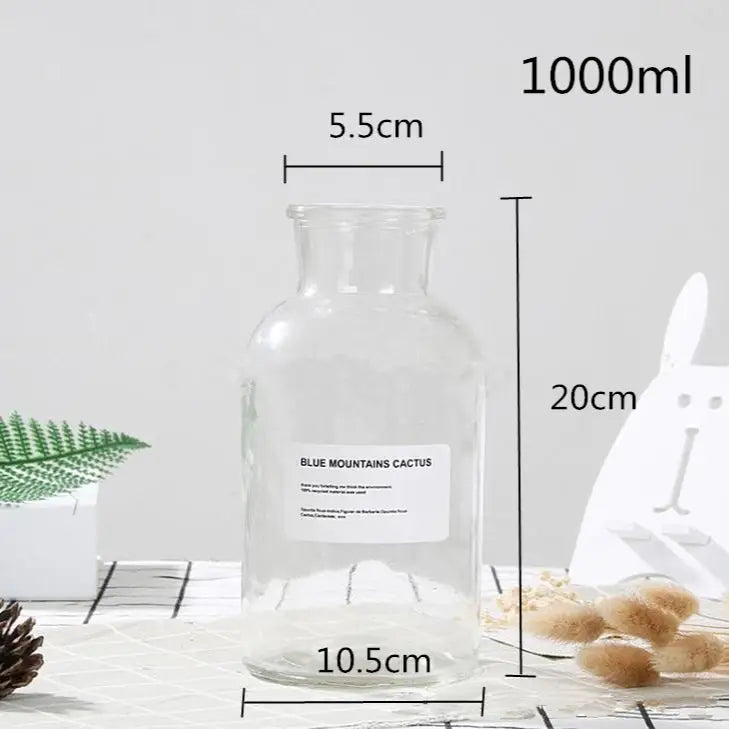 Dark academia flower vase for aesthetic home decor - clear / 1000ml / wide