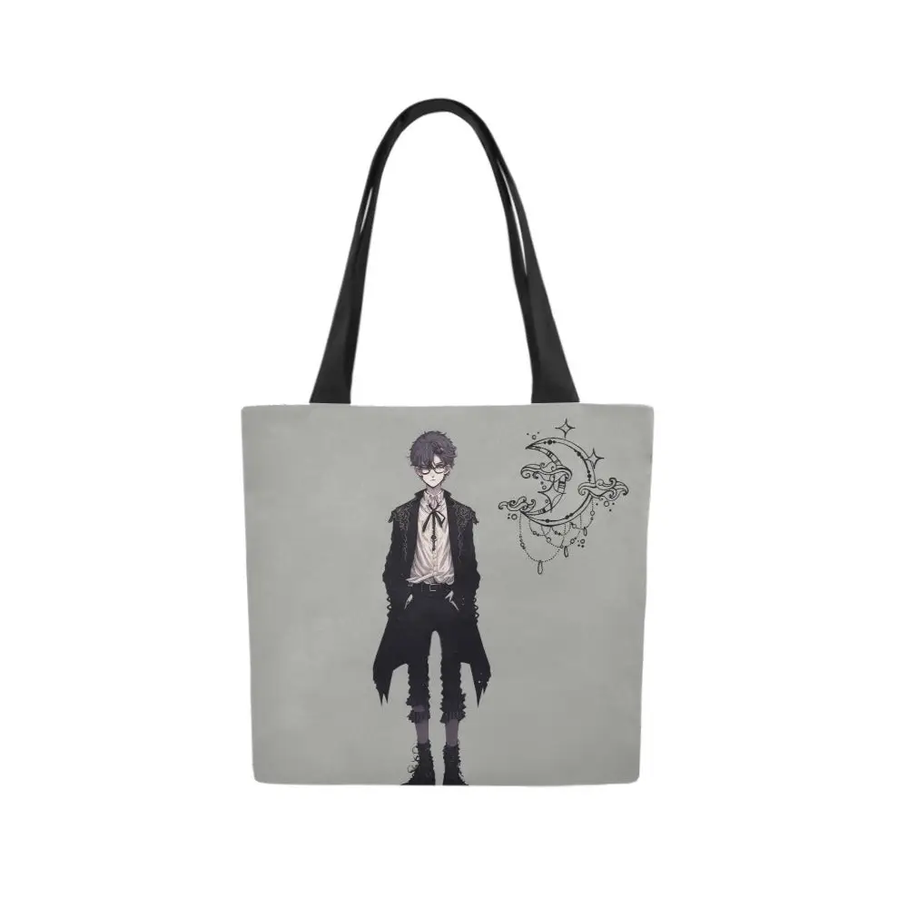 Dark academia sun and moon sign tote bag - one size / grey - canvas (1657)