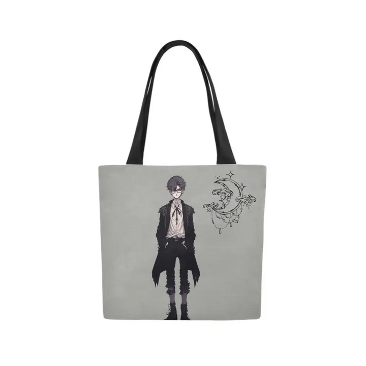 Dark academia sun and moon sign tote bag - one size / grey - canvas (1657)