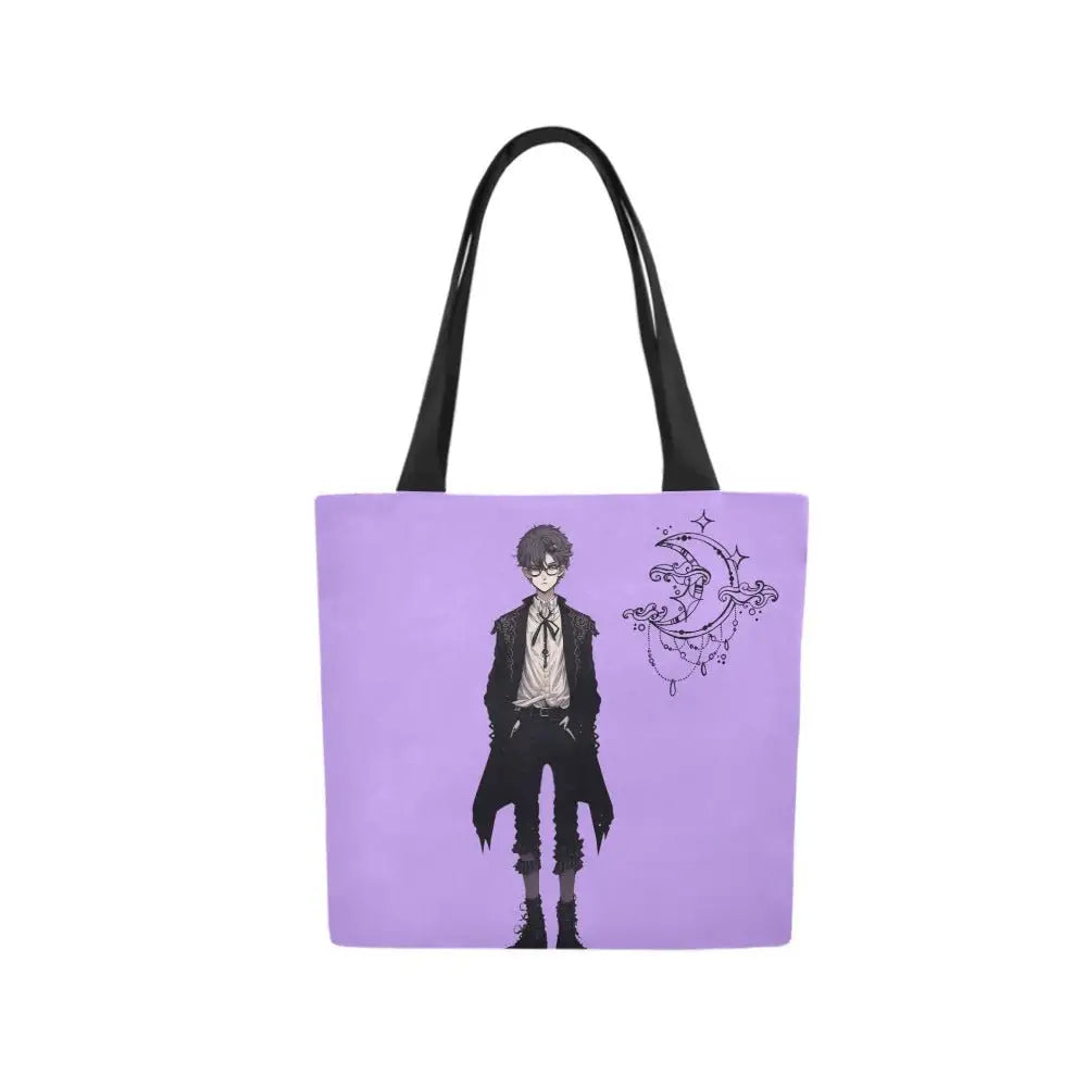 Dark academia sun and moon sign tote bag - one size / lilac - canvas (1657)