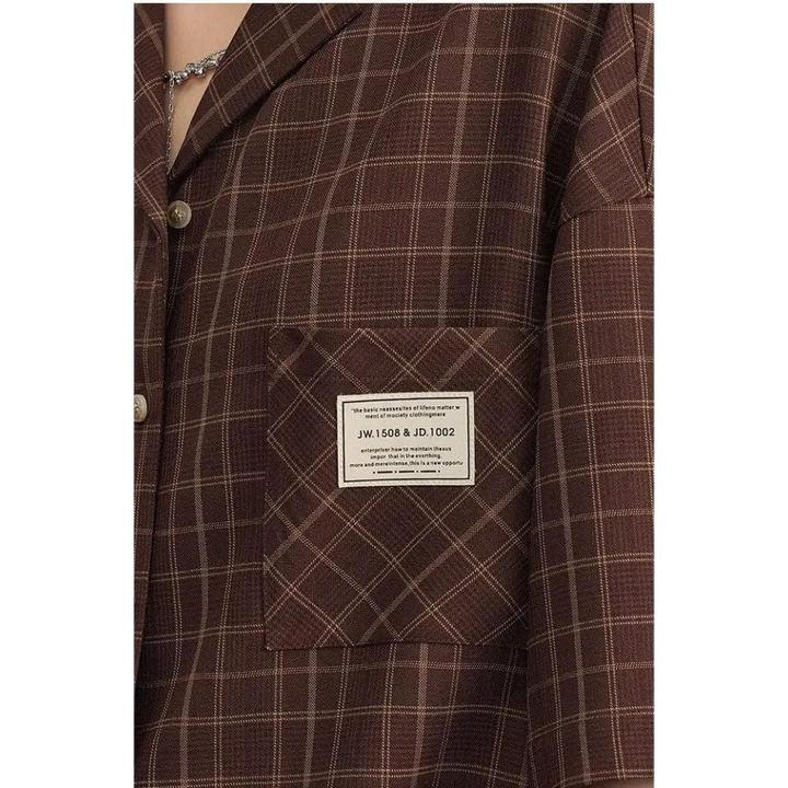 Plaid shirt with single chest pocket for dark academia aesthetic