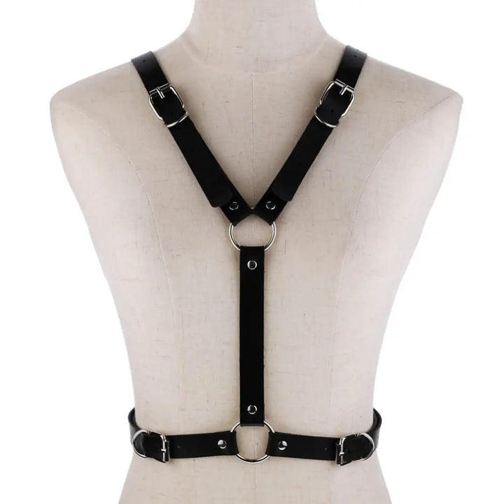 Dark angel wings body harness in high-quality pu leather - black - accessories