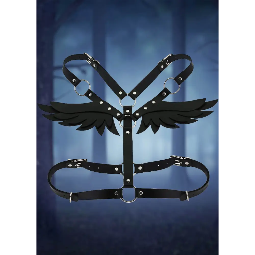 Dark angel wings body harness in high-quality pu leather - black - accessories