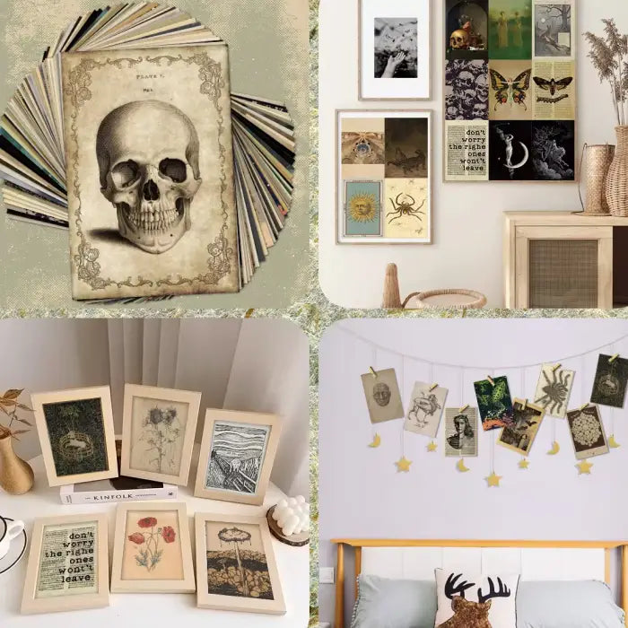 Darkest academia wall collage for aesthetic room decor