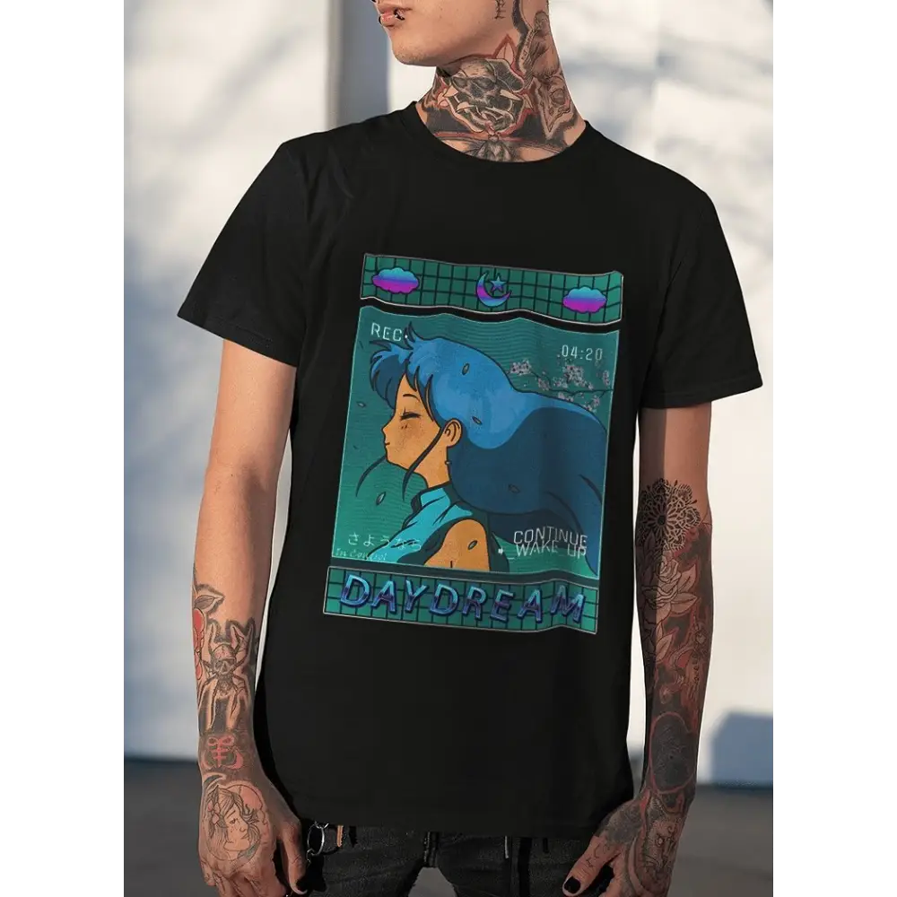 Daydream anime aesthetic tee - s / black - unisex tshirts