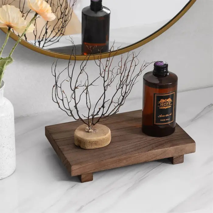 Decorative wooden tray for quirky style and display solutions - brown