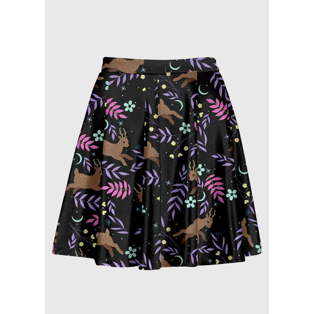 Deer floral kawaii high waist skirt for enchanting elegance - s-l