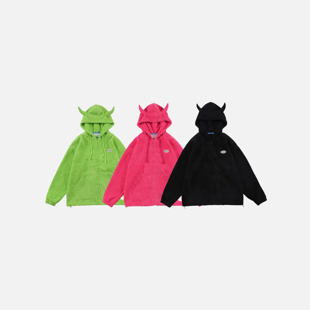 Y2k demon horns hoodies for a bold fashion statement