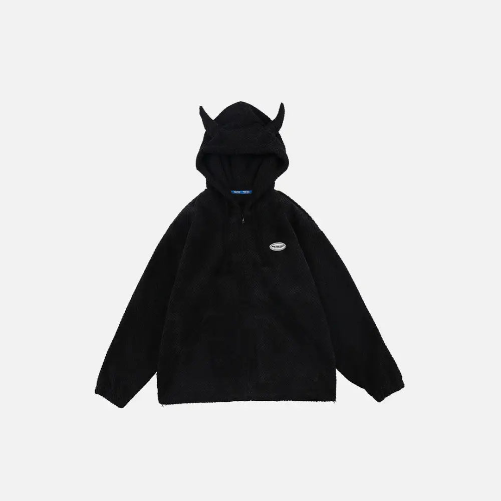 Y2k demon horns hoodies for a bold fashion statement - black / s