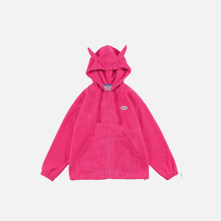 Demon horns hoodies y2k - rose red / s