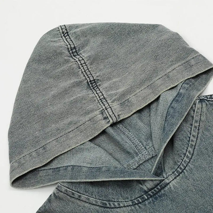 Denim jeans patch pockets hoodie y2k - hoodies