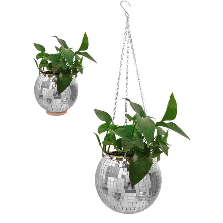 Disco ball plant pot for stylish display and home decor