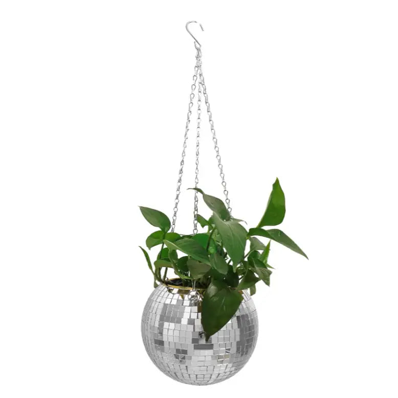 Disco ball plant pot for stylish display and home decor