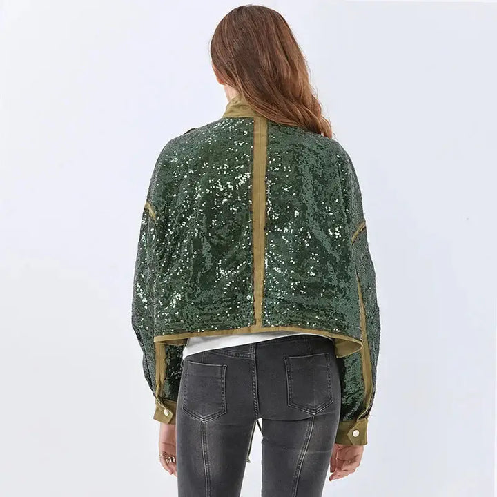 Disco cowgirl sequined zip-up jacket