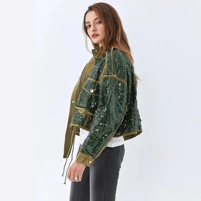 Disco cowgirl sequined zip-up jacket