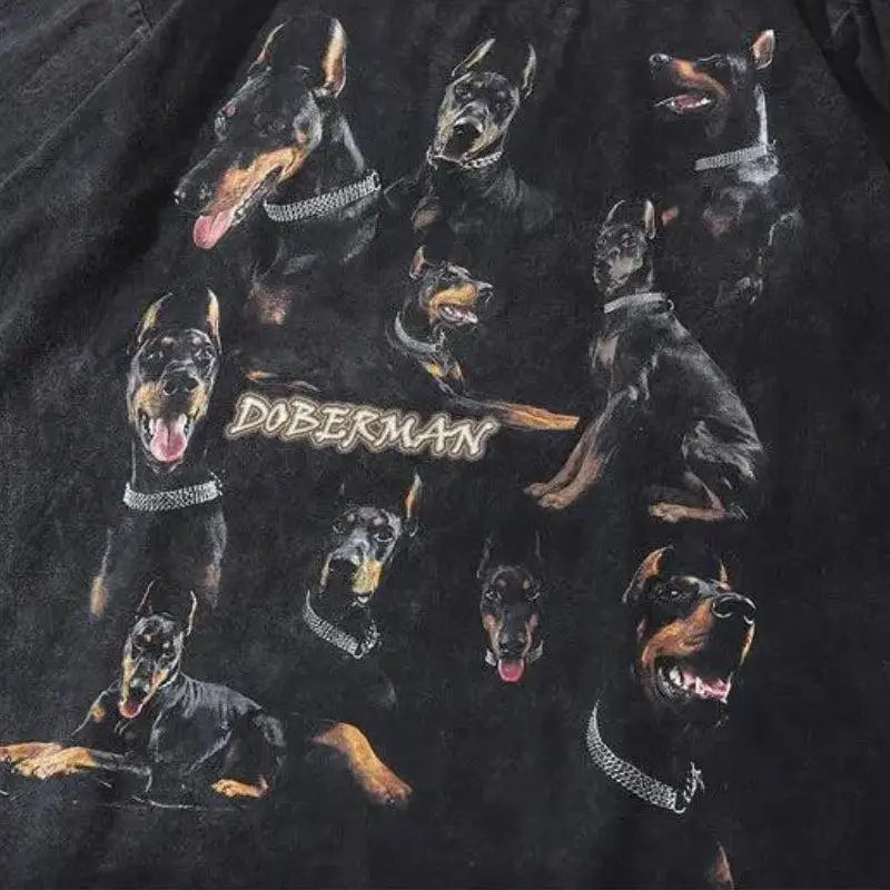 Edgy doberman tee with digital print for y2k street style