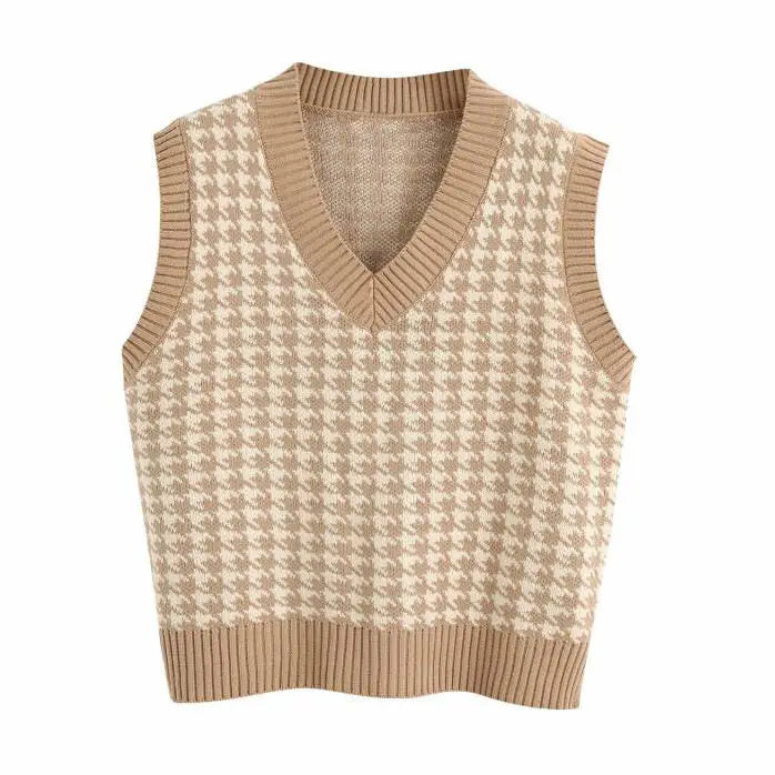 Dogtooth check vest - sweaters