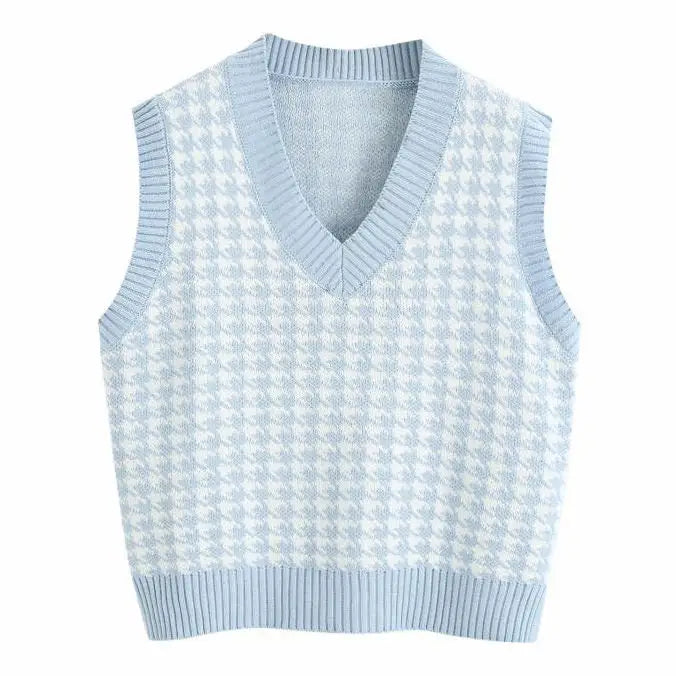 Dogtooth check vest - sweaters