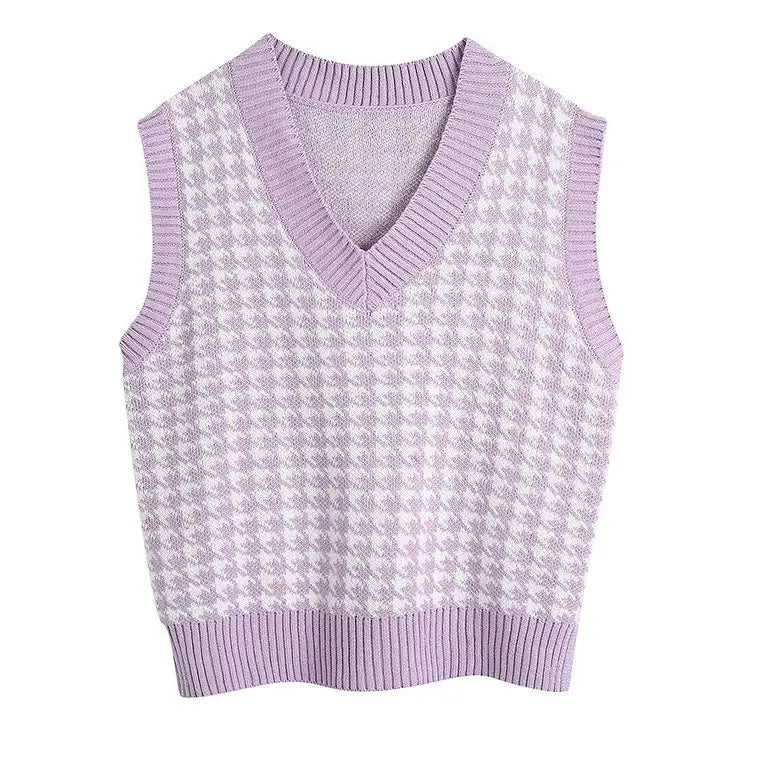 Dogtooth check vest - sweaters