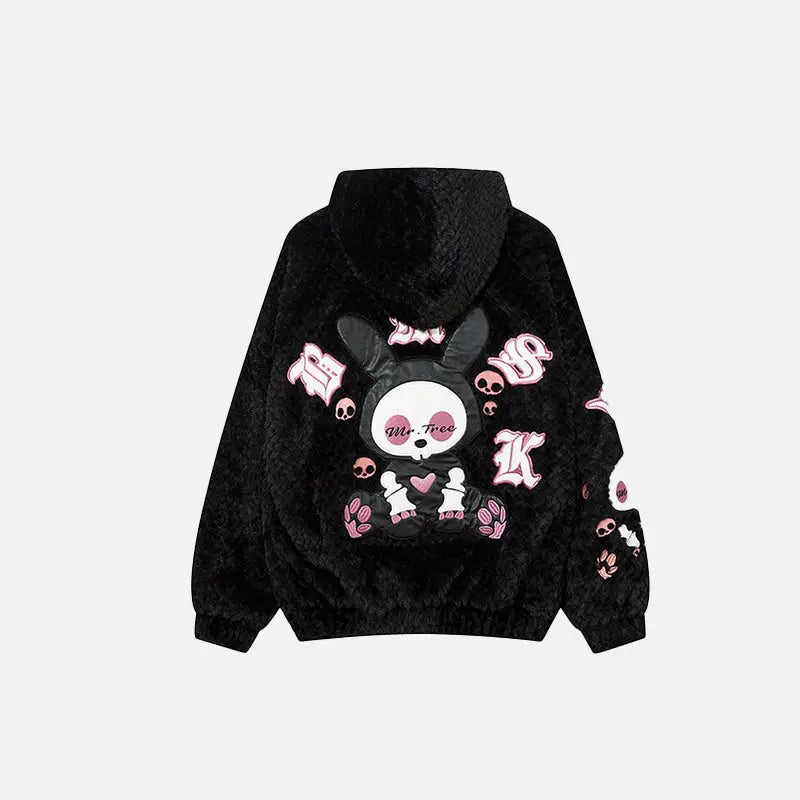 Doll graphic fuzzy oversized hoodie y2k - hoodies