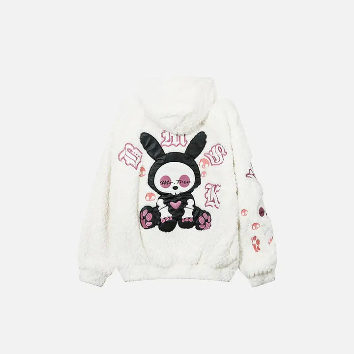 Doll graphic fuzzy oversized hoodie y2k - hoodies