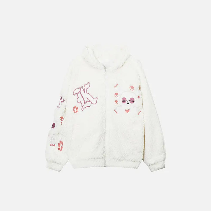 Doll graphic fuzzy oversized hoodie y2k - white / m - hoodies