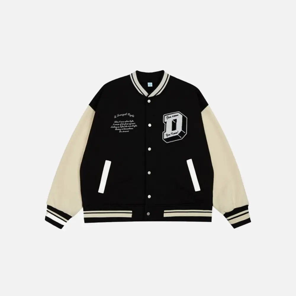 Don’t care varsity jacket y2k - black / s - varsity jackets