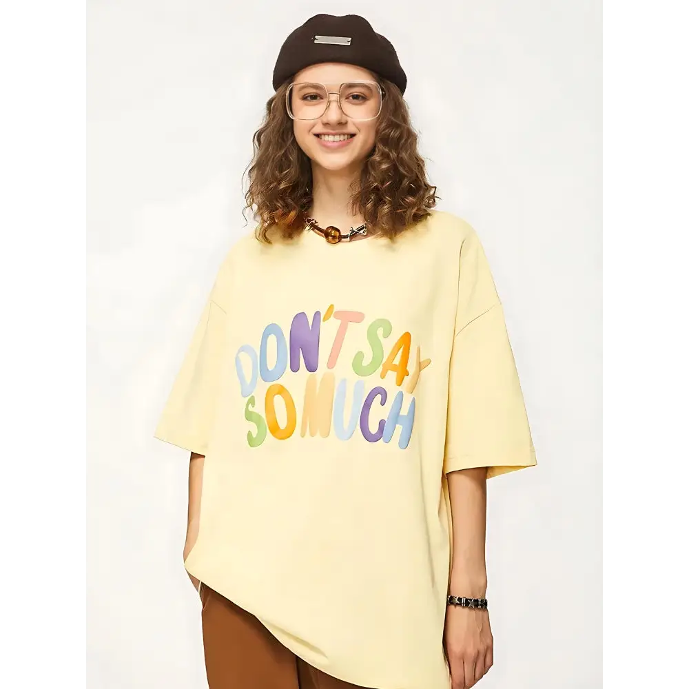 Y2k crew neck tee with puff print detail for casual streetwear - yellow / m