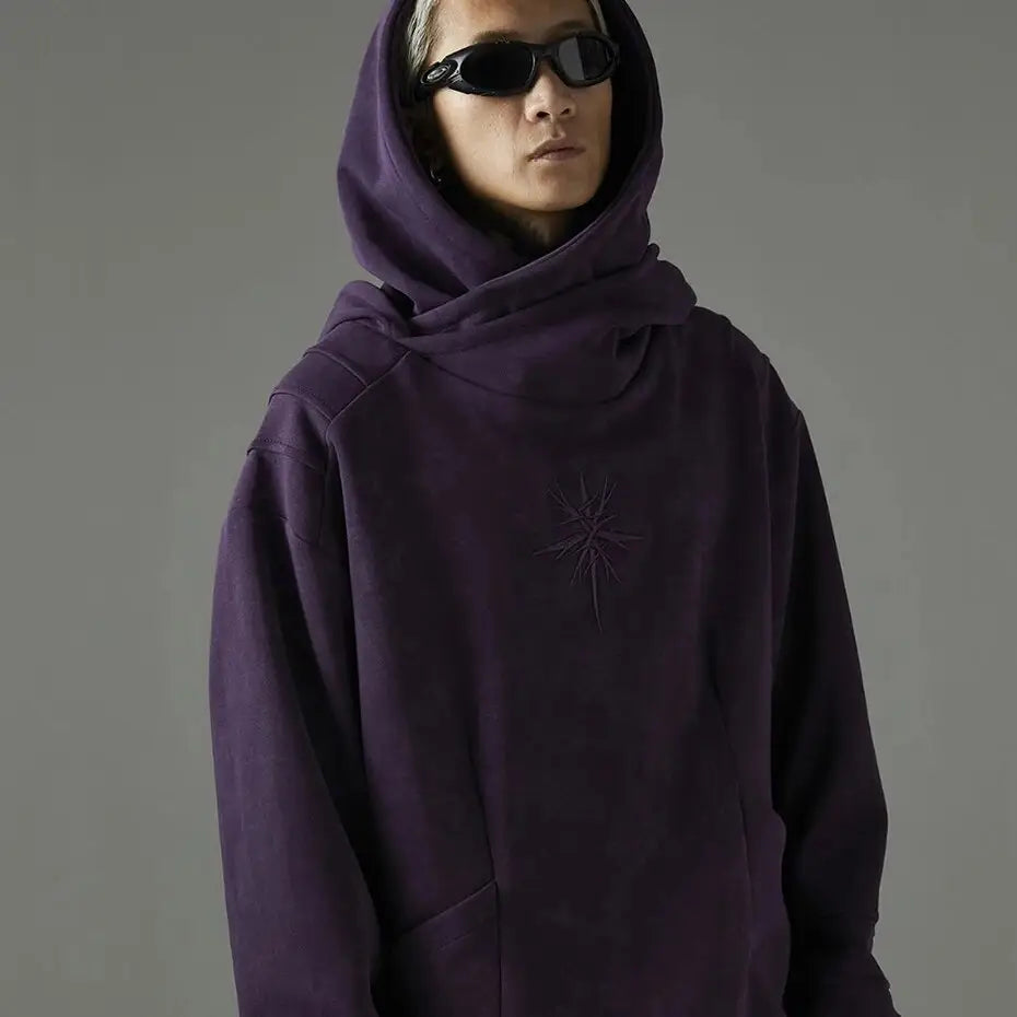 Double-hooded embroidery gothic hoodie y2k - hoodies