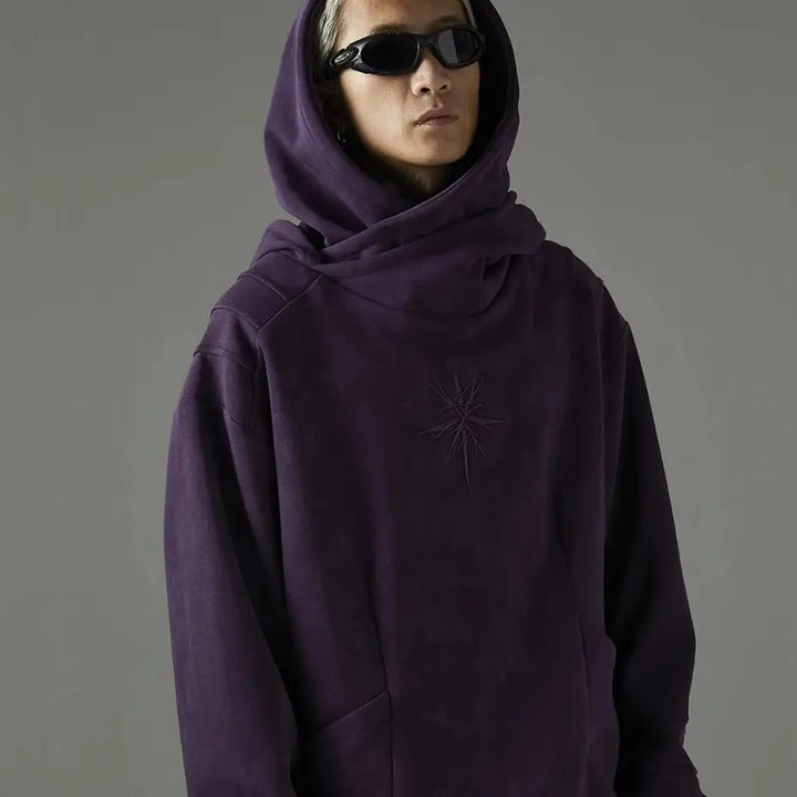 Double-hooded embroidery gothic hoodie y2k - hoodies