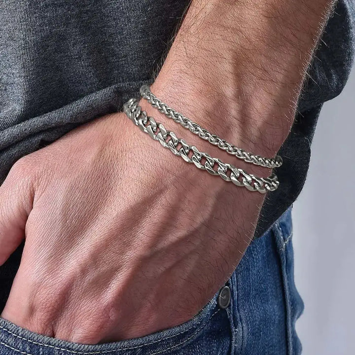 Double twist stainless steel chain bracelet y2k - 6 - bracelets