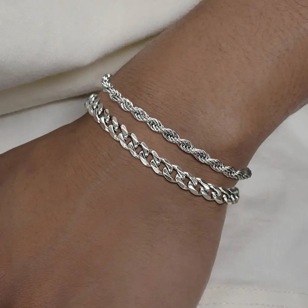 Double twist stainless steel chain bracelet y2k - 7 - bracelets