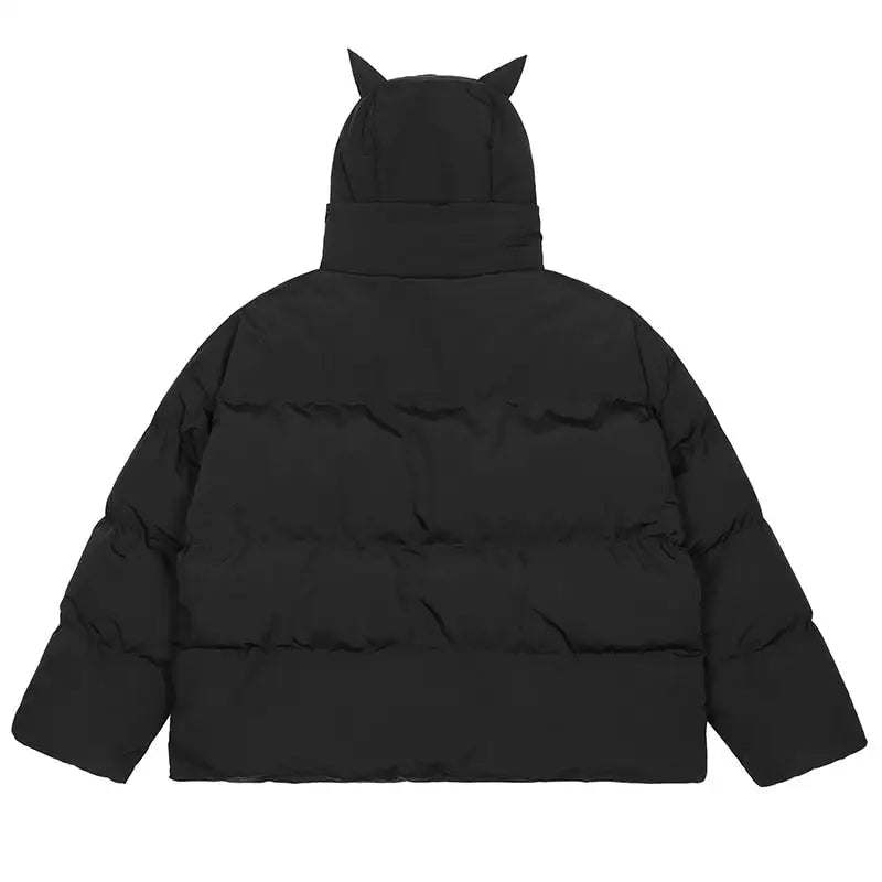 Y2k hooded coat with horns - unique style