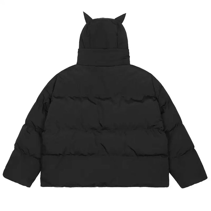 Y2k hooded coat with horns - unique style