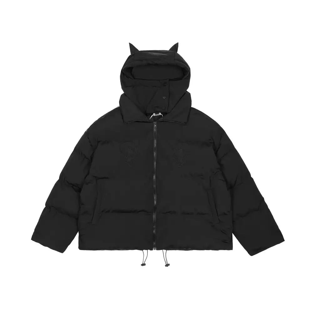 Y2k hooded coat with horns - unique style - m