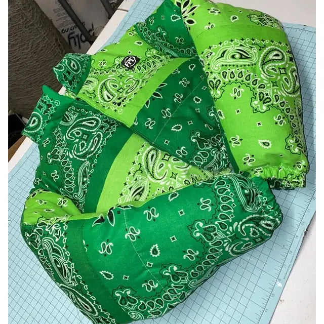 Doudoune bandana style y2k avec capuche - veste chaude et moderne - vert / s