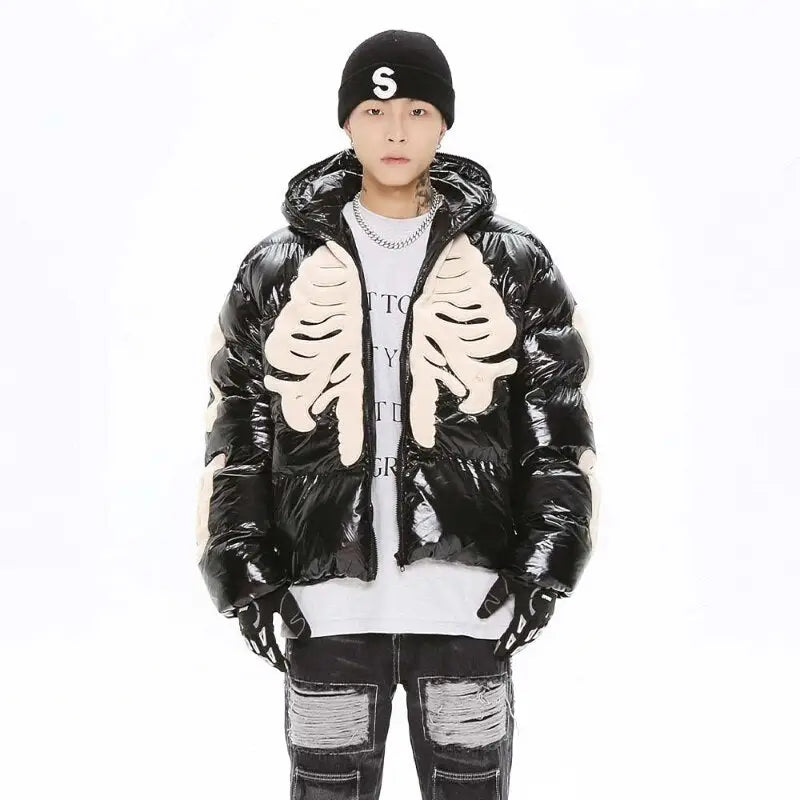 Doudoune y2k squelette – manteau streetwear tendance