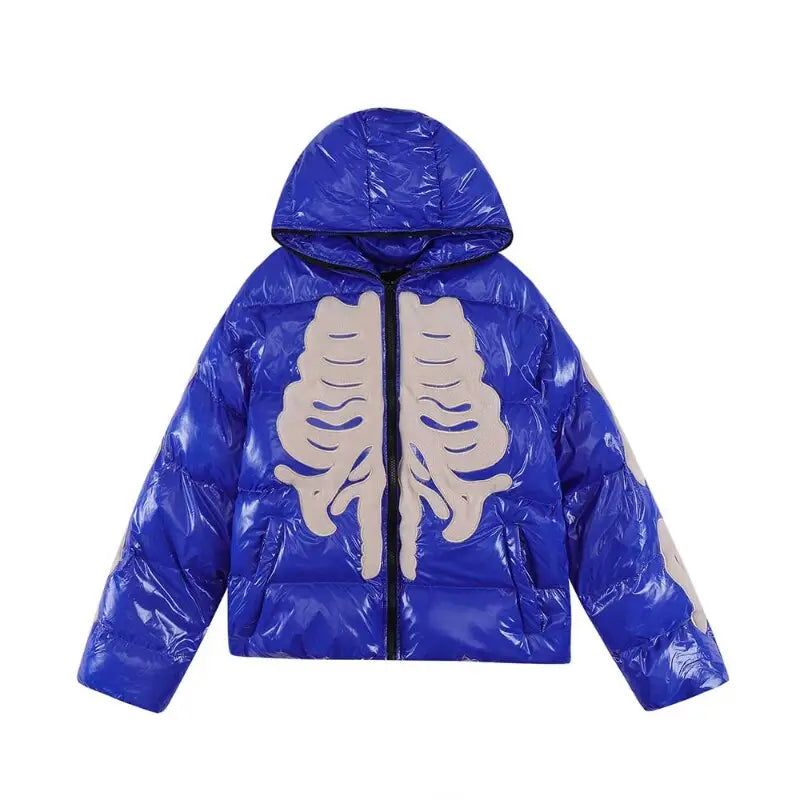 Doudoune y2k squelette – manteau streetwear tendance - bleu / m