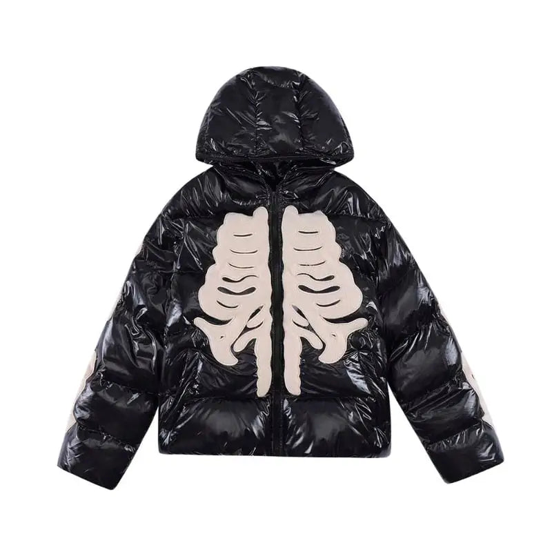 Doudoune y2k squelette – manteau streetwear tendance - noir / m