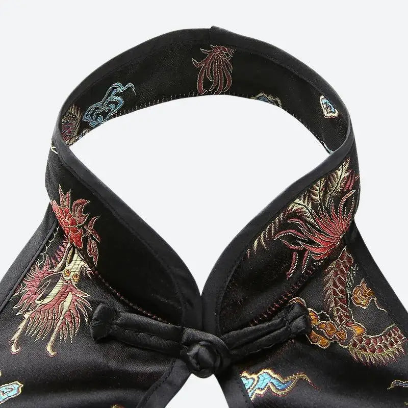 Exquisite backless crop top with dragon embroidery for y2k style