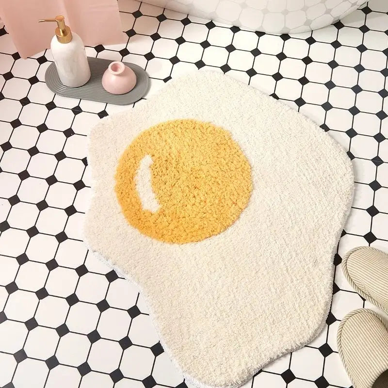 Kawaii egg bathroom rug for aesthetic decor