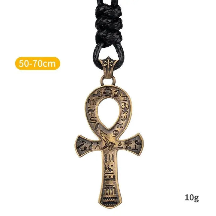 Egyptian anka cross pendant necklace y2k - sd21375/jd copper wax rope - necklaces