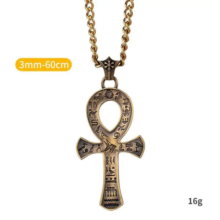 Egyptian anka cross pendant necklace y2k - sd21375/jo copper 3mm60cm gold twisted chain - necklaces