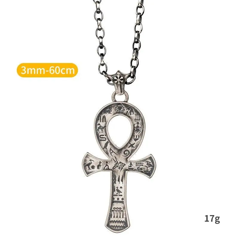 Egyptian anka cross pendant necklace y2k - sd21375/yo silver 3mm60cm o chain - necklaces