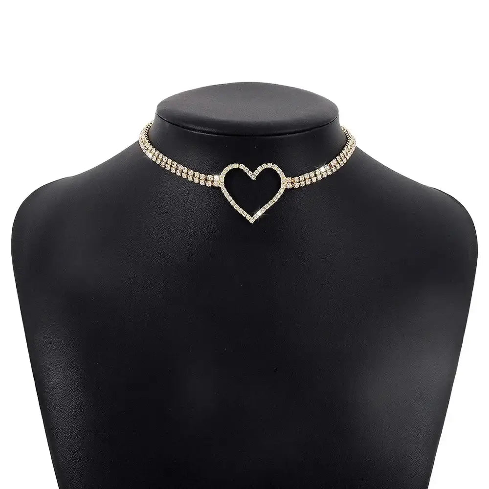 Y2k heart pendant in rhinestone for women casual style