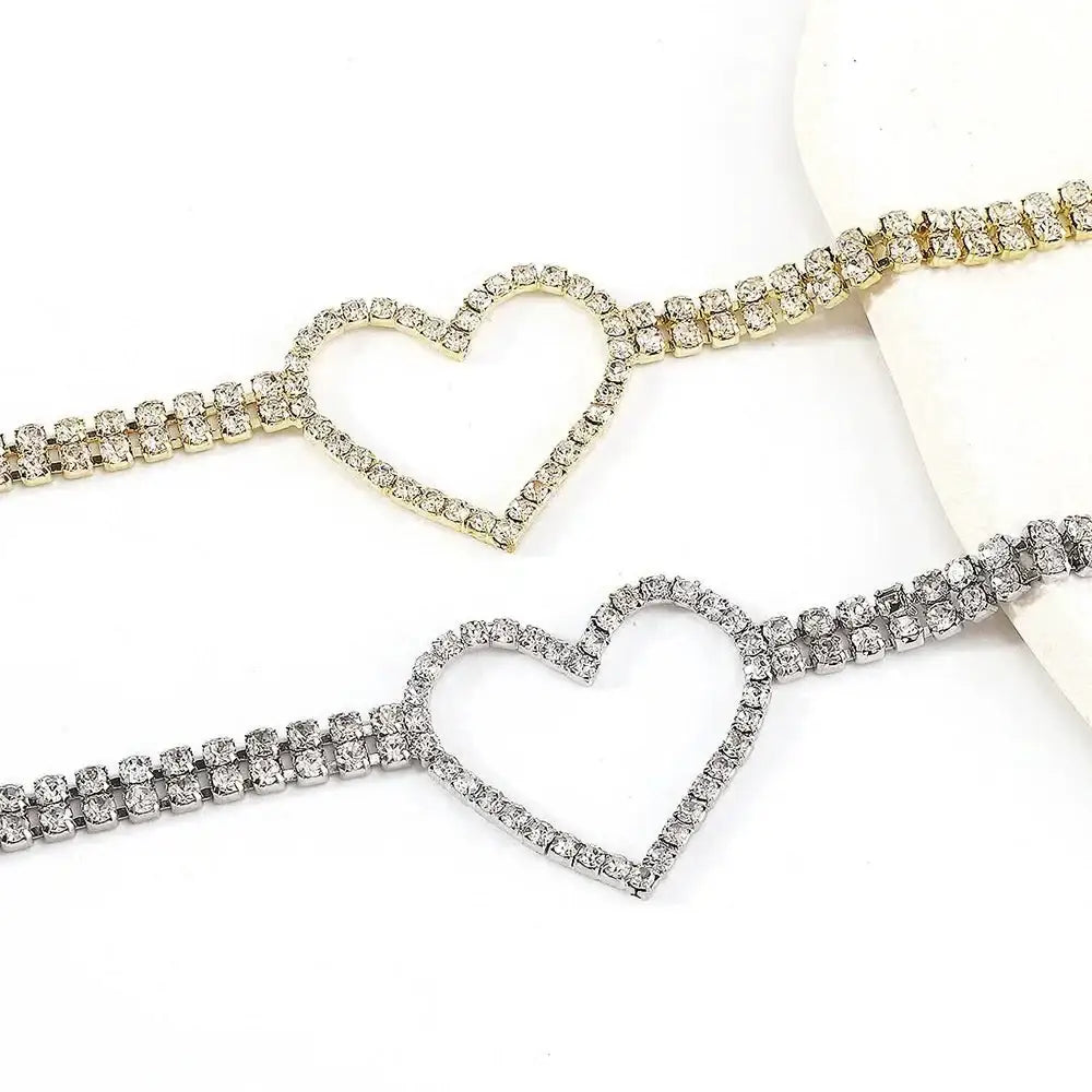 Y2k heart pendant in rhinestone for women casual style