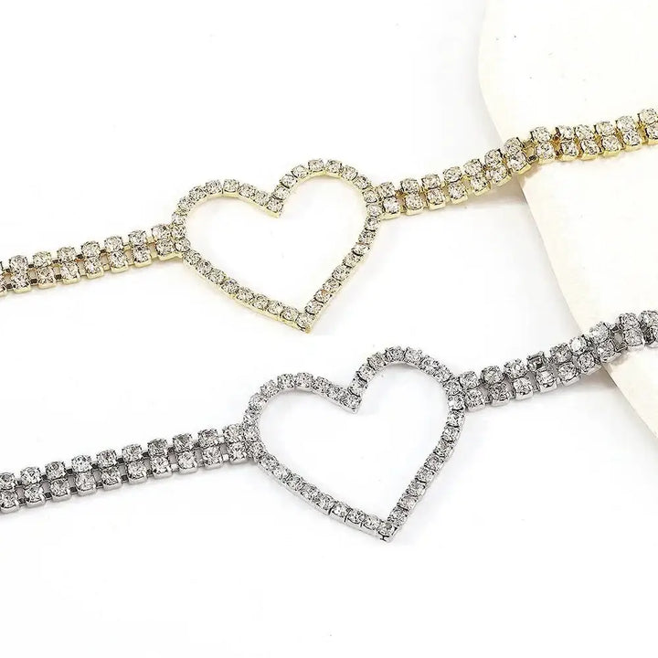 Y2k heart pendant in rhinestone for women casual style